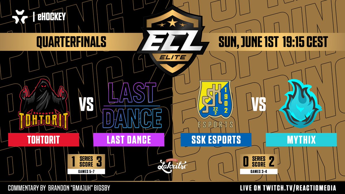 SportsGamer (@sportsgamergg) on Twitter photo β οΈ Elimination night in the #ECL25Spring Elite Playoffs!
Can Tohtorit stay alive? Can SSK mount a comeback?
πΊ twitch.tv/ReactioMedia
β° 19:15 CEST | June 1st
π©Ί <a href="/tohtoritesports/">Tohtorit π§π½ββοΈ</a> vs <a href="/LastDanceNHL/">Last Dance</a> π
π <a href="/SSKEsports/">SSK Esports</a> vs <a href="/MythixNHL/">Mythix</a> π₯
ποΈ <a href="/bMaJuH/">MaJuH π₯</a>
#eHockey | #NHL25 | β οΈ Elimination night in the #ECL25Spring Elite Playoffs!
Can Tohtorit stay alive? Can SSK mount a comeback?
πΊ twitch.tv/ReactioMedia
β° 19:15 CEST | June 1st
π©Ί <a href="/tohtoritesports/">Tohtorit π§π½ββοΈ</a> vs <a href="/LastDanceNHL/">Last Dance</a> π
π <a href="/SSKEsports/">SSK Esports</a> vs <a href="/MythixNHL/">Mythix</a> π₯
ποΈ <a href="/bMaJuH/">MaJuH π₯</a>
#eHockey | #NHL25 |