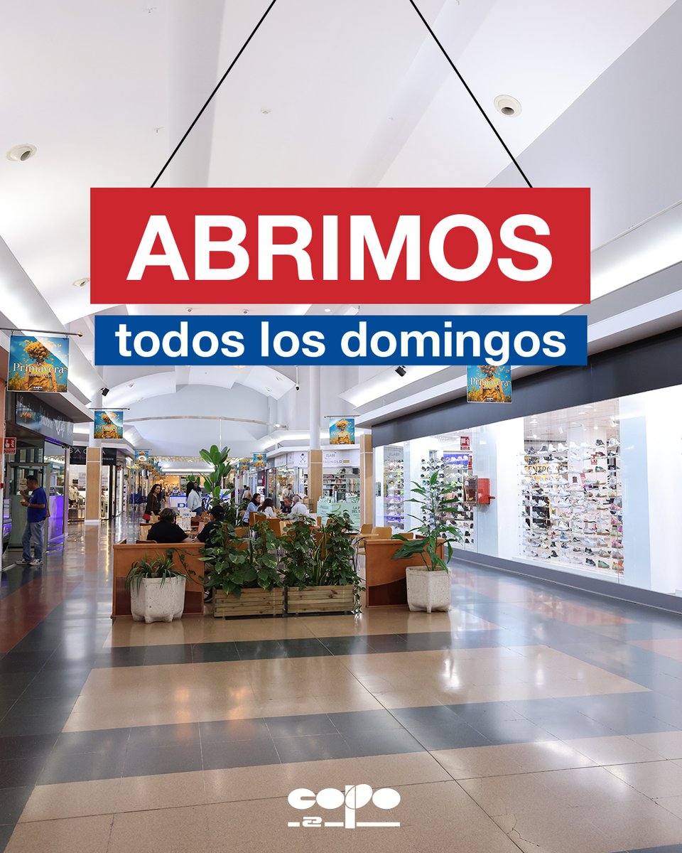 Este verano los domingos en Parque Comercial Copo no cierran, ¡se celebran! 🎉
Abiertos todos los domingos y festivos para que no te falte nada: paseo, compras o antojo. 🛍️🍔😎

#TanNuestro #copo #parquecomercialcopo #almerimar #elejido #domingo #open #aperturas