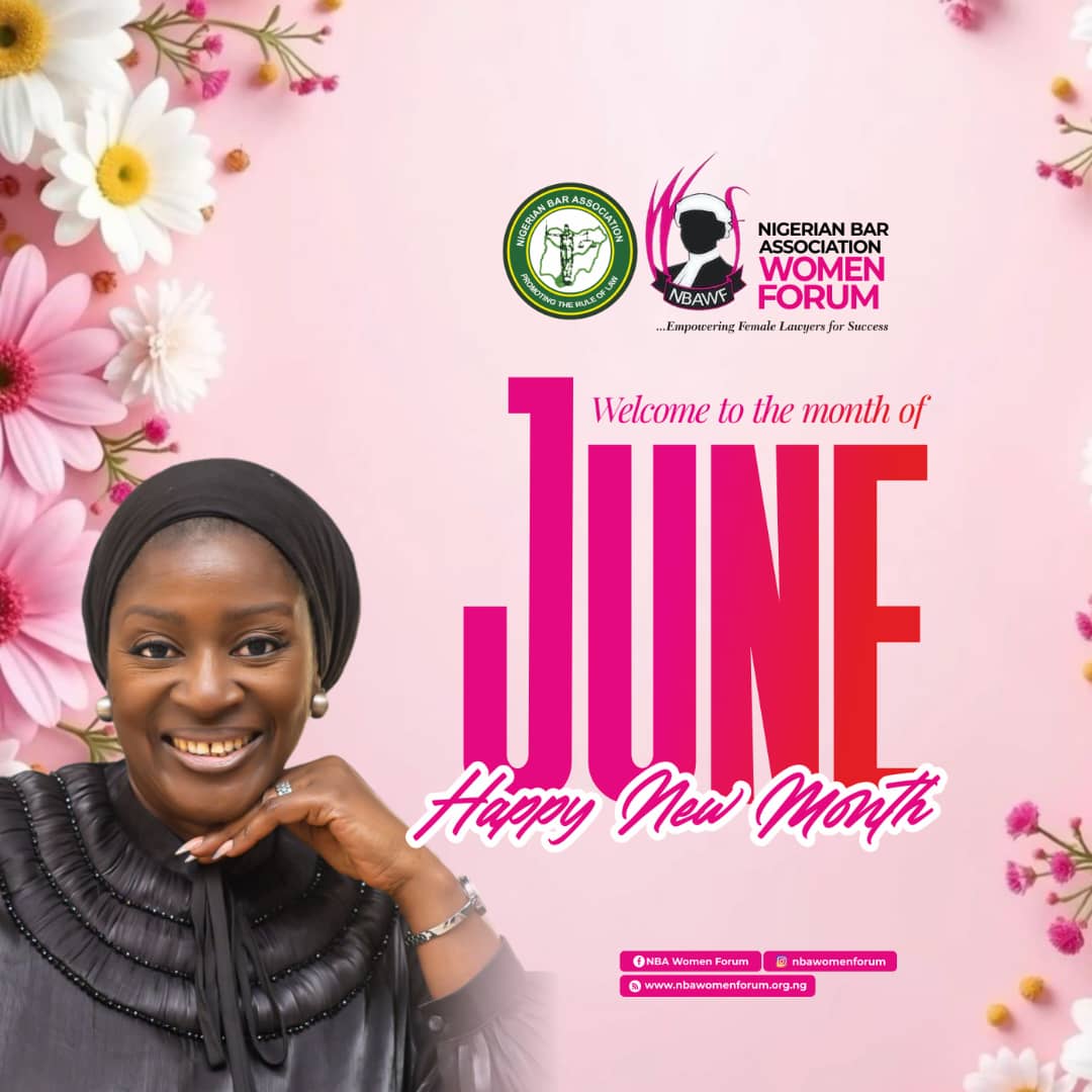 Welcome to the month of June. May God's blessings be with us this month and beyond. Happy new month.

#NBAWF 
#Empoweringfemalelawyersforsuccess
#Celebratinggreatness
#NBA2025AGC
#NBAWFSIDEEVENT
#ENUGU2025