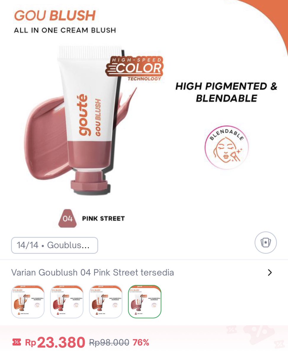 gurlucke's tweet photo. Promo 6.6 Sale Goute gou blush All in One Cream Blush On, Eyeshadow, Color Corrector

Diskon Potongan 76%
Harga Rp 23.380
https://t.co/SHKy9yir05

Wts jual tokped tokopedia juni murah voucher kupon Skincare makeup perona pipi wajah blusher blushing on pink payday 25.6 https://t.co/bWOrVrRv9f