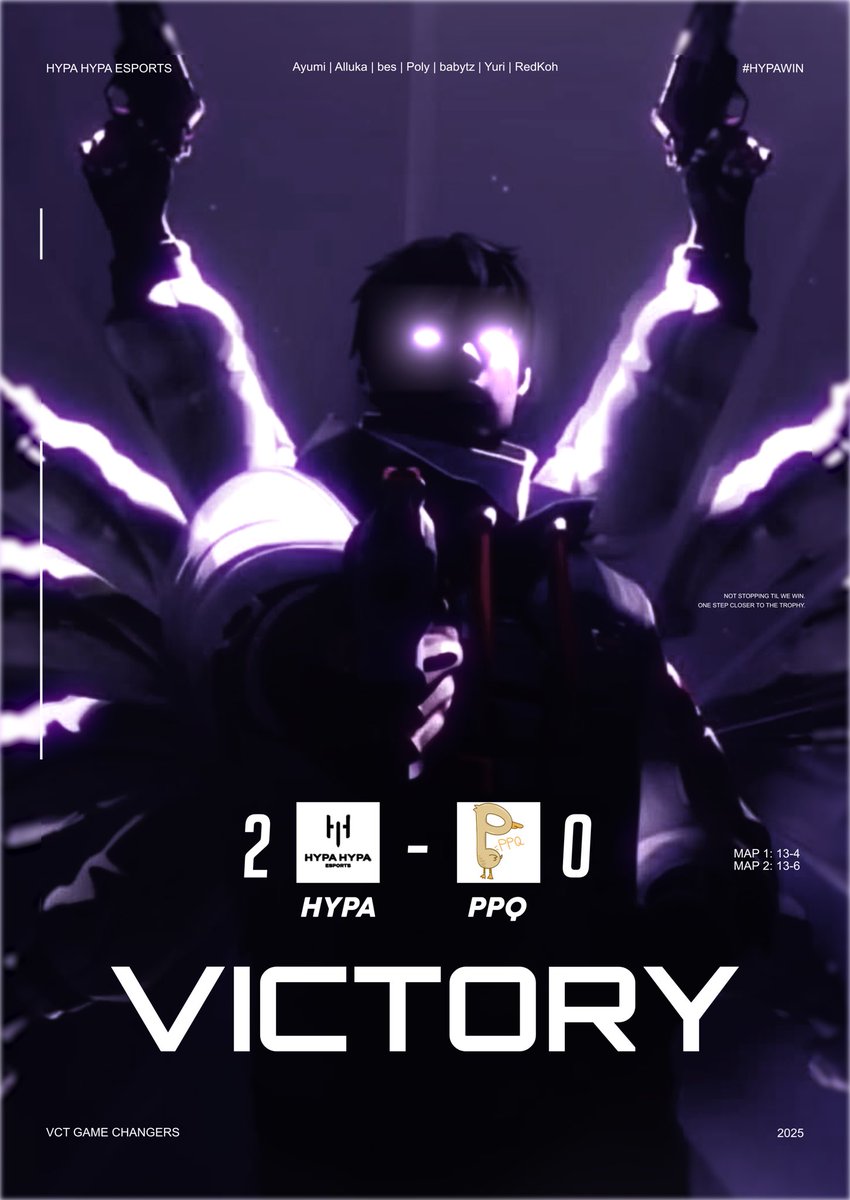 Hypa Hypa Esports (@hypahypaesports) on Twitter photo 2-0 today (13-4, 13-6) vs Precision Power Quickness, GGs to them! That concludes our 3-0 Group Stage run.
We will see you in the playoffs π«‘
<a href="/tiara_pleno/">HYPA Alluka</a> 2-0 today (13-4, 13-6) vs Precision Power Quickness, GGs to them! That concludes our 3-0 Group Stage run.
We will see you in the playoffs π«‘
<a href="/tiara_pleno/">HYPA Alluka</a>