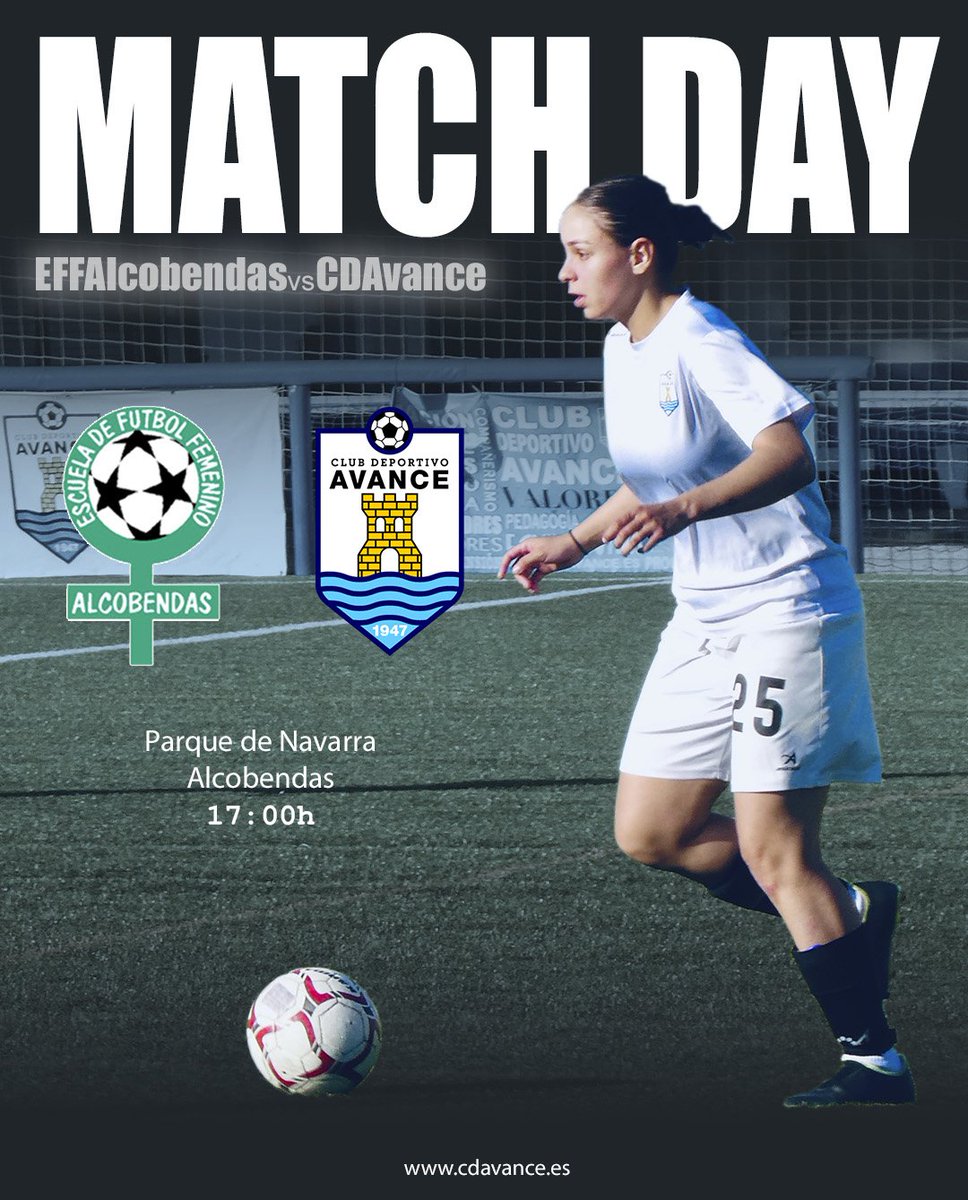 EFF Alcobendas "A" vs CD Avance
⚽️ Preferente Femenino - Grupo 1
📆 1 de Junio
🕕 17:00h
🏟 Parque Navarra Alcobendas

#somosdelavance