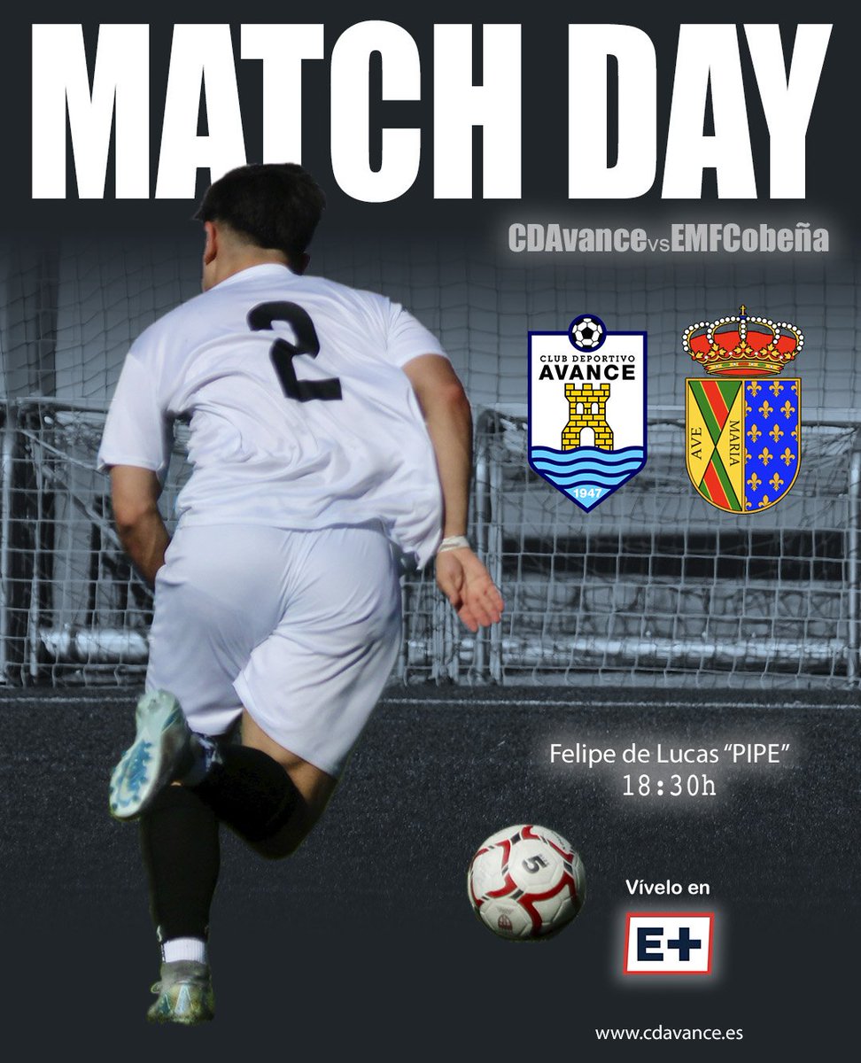 CD Avance vs EMF Cobeña "A"
⚽️ Preferente Aficionado - Grupo 2
📆 1 de junio
🕕 18:30h
🏟 Felipe de Lucas "PIPE"
<a href="/EMFCDCobena/">𝐄𝐌𝐅 𝐂.𝐃.𝐂𝐎𝐁𝐄Ñ𝐀</a>
📺 <a href="/esportplustv/">E+</a>
#somosdelavance