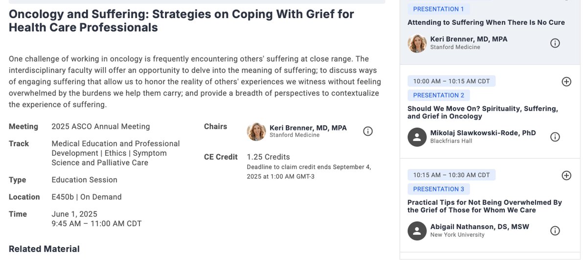 💔 Oncology professionals face suffering daily—but how do we cope with the grief we carry?
Join us for an interdisciplinary conversation on meaning, presence, and strategies to honor suffering without being overwhelmed #ASCO25
