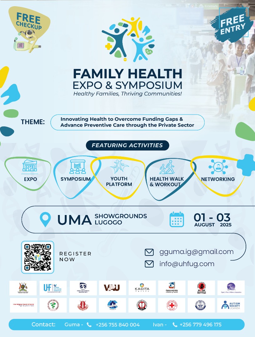 Family Health Expo Ug (@healthexpoug) on Twitter photo It's happening! #FamilyHealthExpo – Uganda’s premier health event is here, bigger than ever! Get ready for an inspiring experience filled with expert-led insights, groundbreaking innovations & more. #PreventionStartsWithMe
📅: 1 - 3 August. 📍: Uma Show grounds.
<a href="/UgHealthcreFed/">Uganda Healthcare Federation</a> It's happening! #FamilyHealthExpo – Uganda’s premier health event is here, bigger than ever! Get ready for an inspiring experience filled with expert-led insights, groundbreaking innovations & more. #PreventionStartsWithMe
📅: 1 - 3 August. 📍: Uma Show grounds.
<a href="/UgHealthcreFed/">Uganda Healthcare Federation</a>