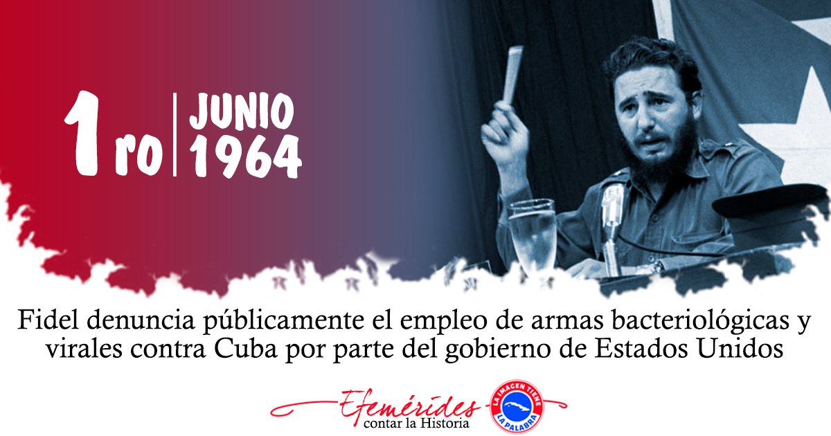 Jorge Madrigal (@jorgemadrigald) on Twitter photo 1ro. de junio de 1964: Denuncia nuestro Comandante en Jefe Fidel Castro públicamente el empleo por la administración estadounidense de la guerra bacteriológica contra el pueblo de #Cuba. #CiegodeAvila <a href="/PresidenciaCuba/">Presidencia Cuba 🇨🇺</a> <a href="/CubaMINREX/">Cancillería de Cuba</a> <a href="/DeZurdaTeam_/">DeZurdaTeam 📳</a> <a href="/IzquierdaUnida/">Izquierda Unida🔻🇵🇸</a> <a href="/trocha1222/">Guerreros de la Trocha</a> 1ro. de junio de 1964: Denuncia nuestro Comandante en Jefe Fidel Castro públicamente el empleo por la administración estadounidense de la guerra bacteriológica contra el pueblo de #Cuba. #CiegodeAvila <a href="/PresidenciaCuba/">Presidencia Cuba 🇨🇺</a> <a href="/CubaMINREX/">Cancillería de Cuba</a> <a href="/DeZurdaTeam_/">DeZurdaTeam 📳</a> <a href="/IzquierdaUnida/">Izquierda Unida🔻🇵🇸</a> <a href="/trocha1222/">Guerreros de la Trocha</a>