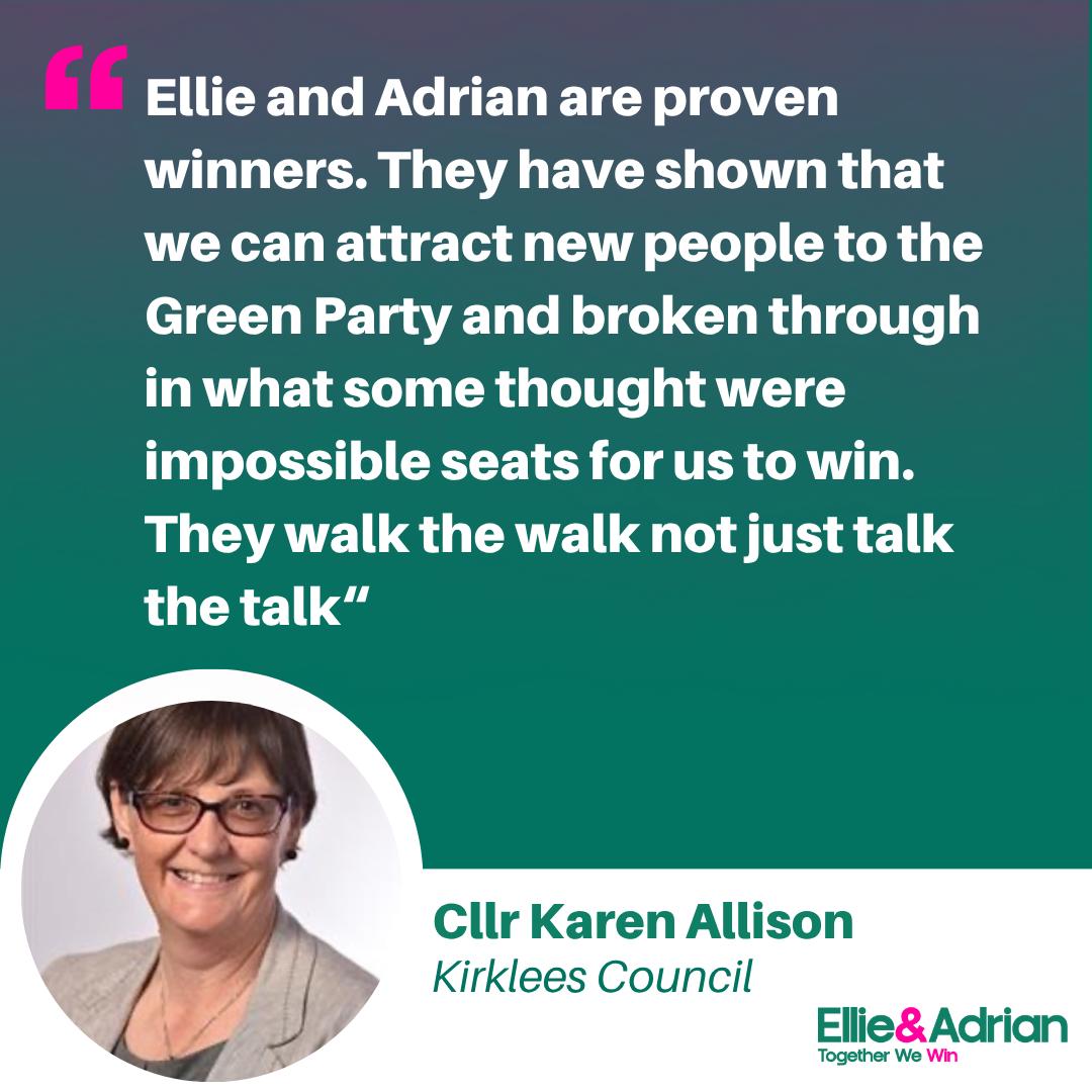 I'm backing <a href="/EllieChowns/">Ellie Chowns</a> and <a href="/AdrianRamsay/">Adrian Ramsay MP</a> as the next leaders of <a href="/TheGreenParty/">The Green Party</a> 

They have found new Green voters and won. They walk the walk.

#TogetherWeWin