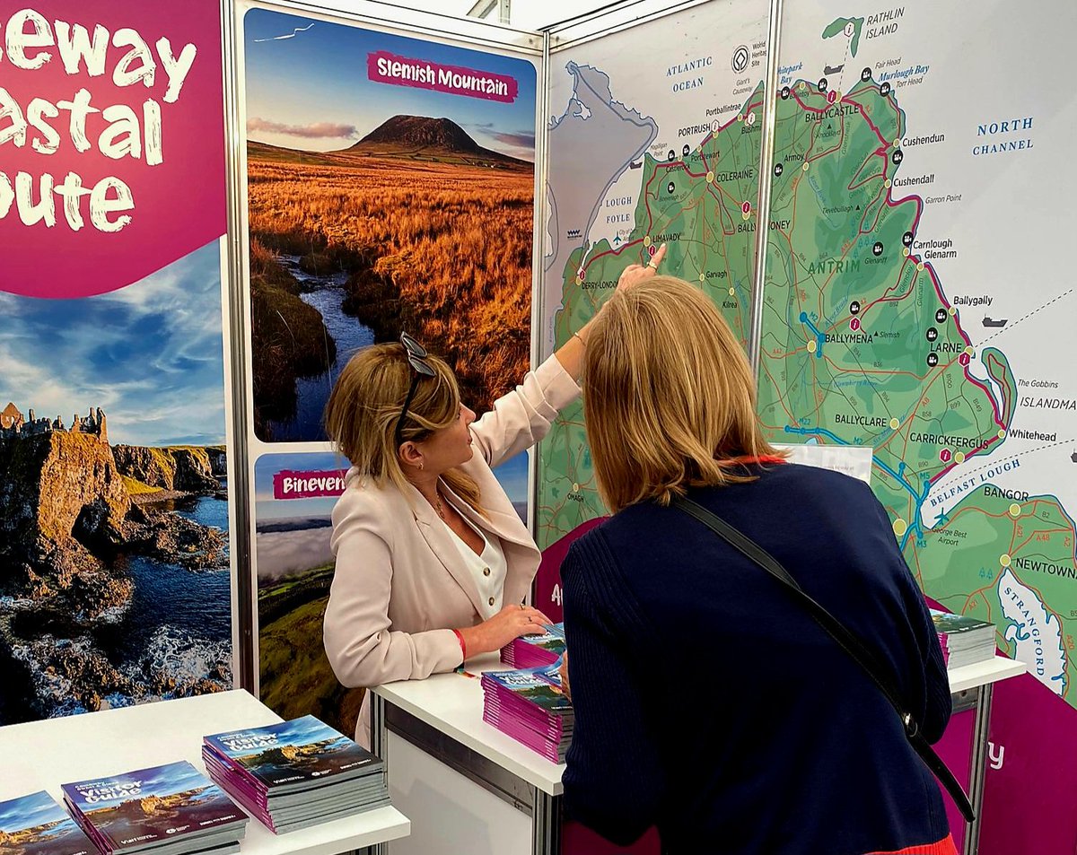 VisitCauseway's tweet image. We're loving the colourful 🌈 visitors to our stand at 🌸 Bord Bia Bloom 🌸 - they can't get enough of the Causeway Coastal Route today 💫 The sun is shining and the stand is inundated with enquiries from our ROI visitors - good times 😁