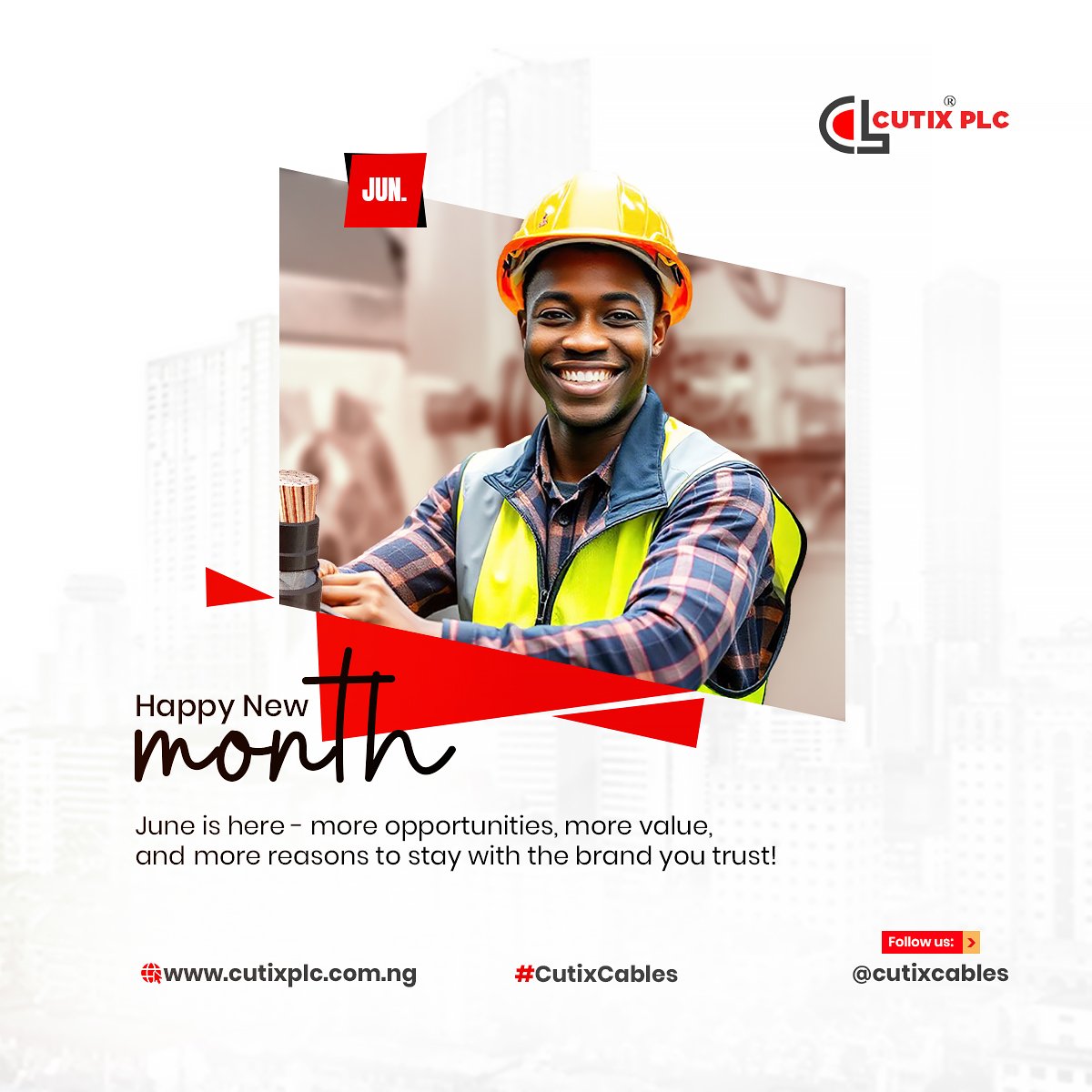 Cutixcables's tweet photo. We’re halfway through the year - stronger, better, and still committed to powering your success.
Happy New Month from all of us at Cutix!
For more info:
☎️: +2347046236426
📧: info@cutixplc.com.ng
#CutixPlc #NewMonth #June #qualityCables #ExclusiveQuality #CutixCables https://t.co/7GA4lPFUkK