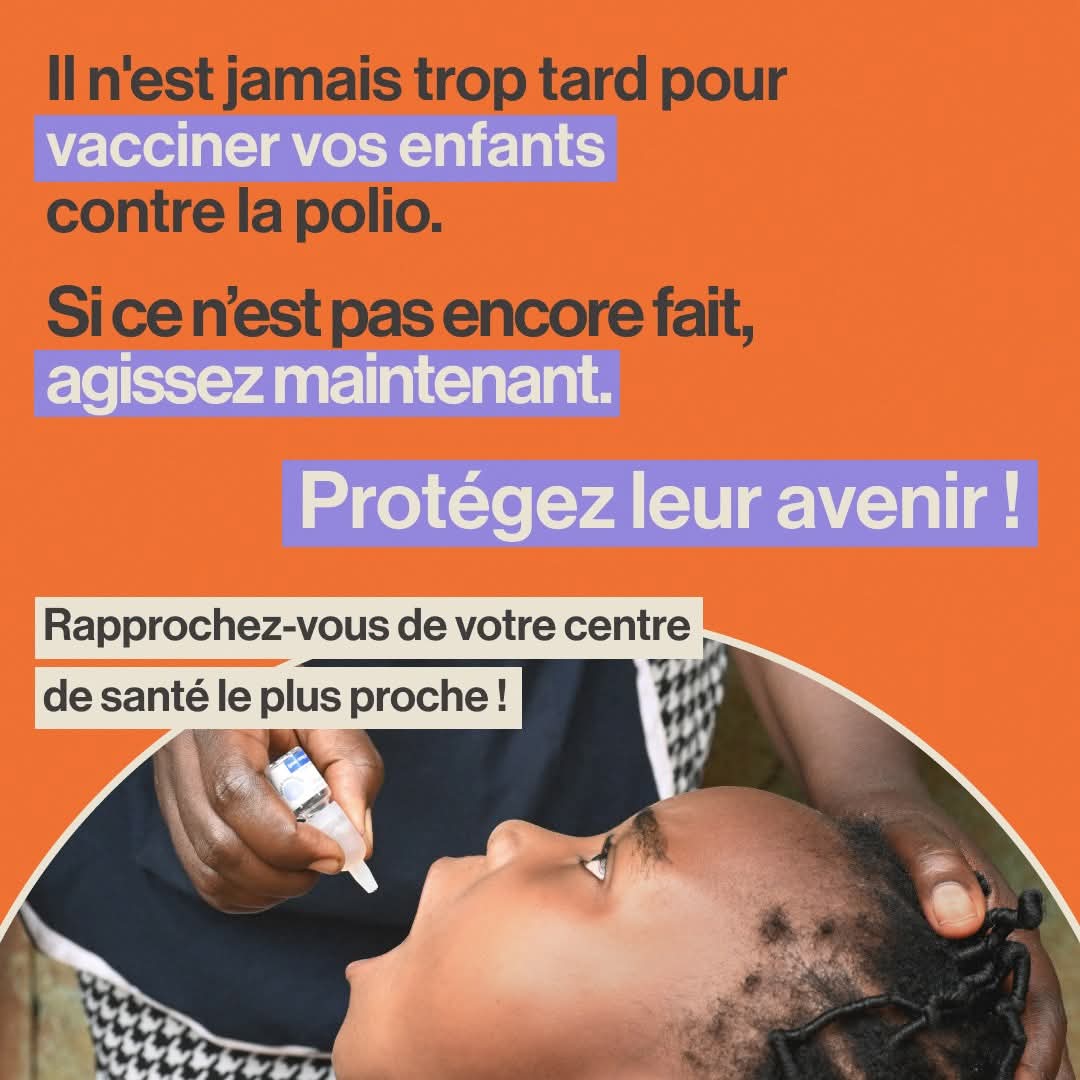 Aujourd'hui c'est le dernier jour de la campagne de vaccination contre la Polio et l'administration de la vitamine A aux enfants de 0 à 5 ans.

#TendanceActu #SasnimJnv25 #CoreTeamPolio2 #PolioOverT2
#PEVCameroun