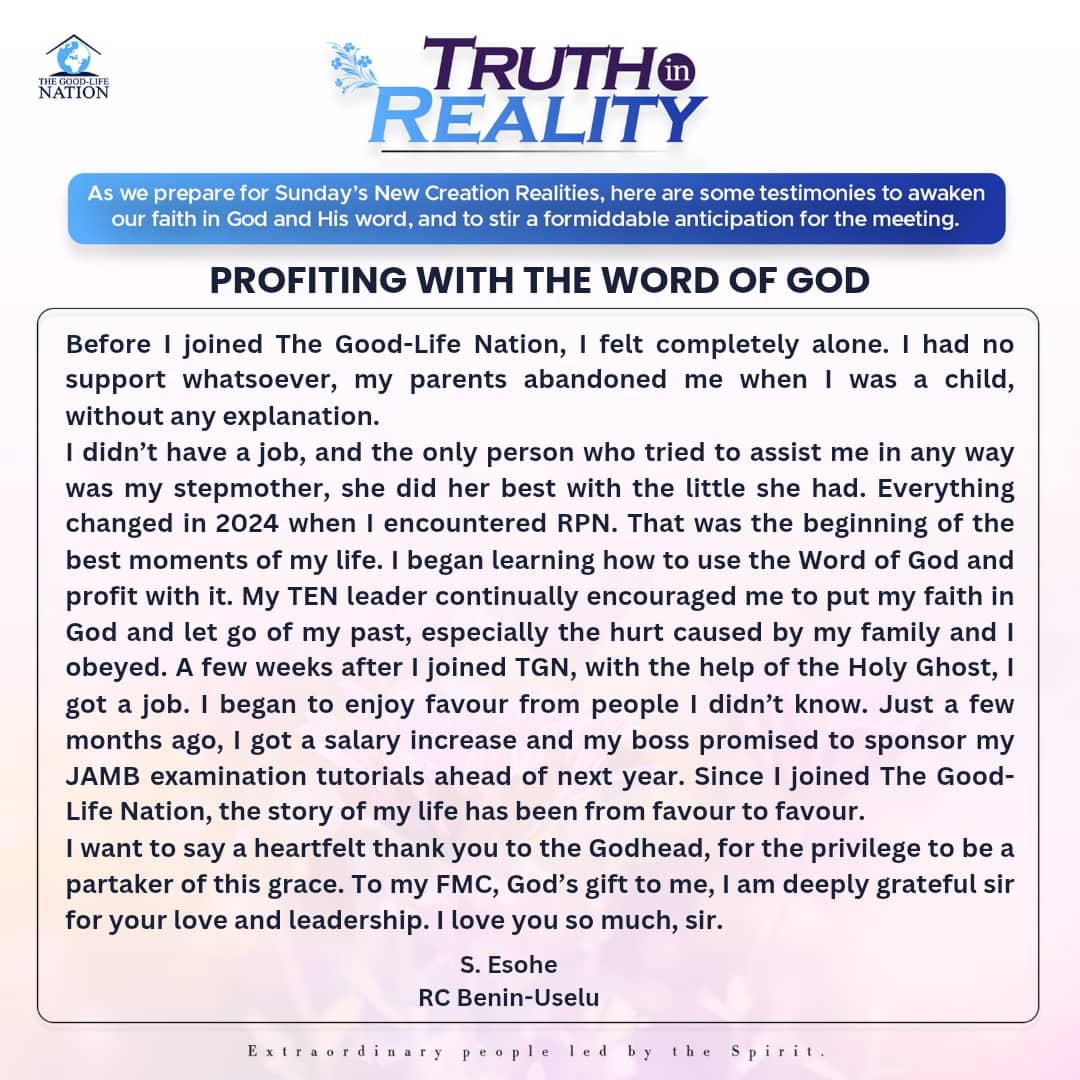 TRUTH IN REALITY 

PROFITING WITH THE WORD OF GOD

#RPN 
#APeopleCome