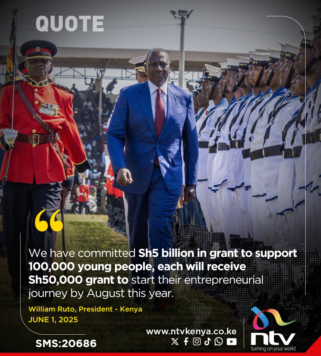 President Ruto: 100,000 young Kenyans will receive Sh50,000 grant each in three months to start businesses