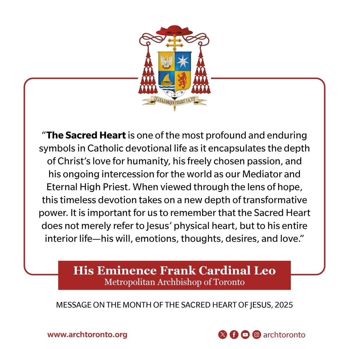 Message from Frank Cardinal Leo on the Month of the Sacred Heart of Jesus  bit.ly/LeoSacredHeart…  #catholicTO