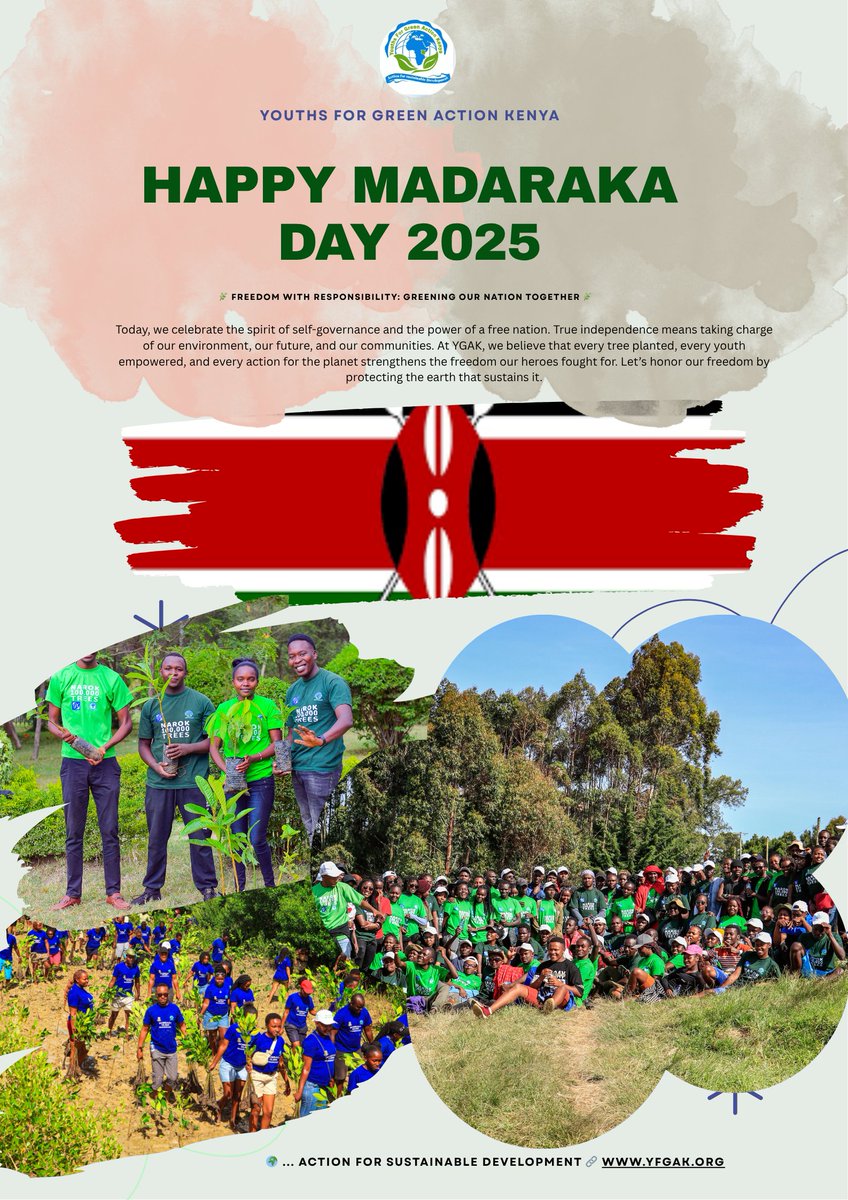 From the forests of Elgeyo Marakwet to the city streets of Nairobi, every act of care for our planet is an act of patriotism. This Madaraka Day, let’s grow a Kenya that thrives, free, just, and green. #proudlykenyan #iamygak #HappyMadarakaDay #futureinamilliontrees <a href="/yfga_kenya/">Youths For Green Action Kenya</a>