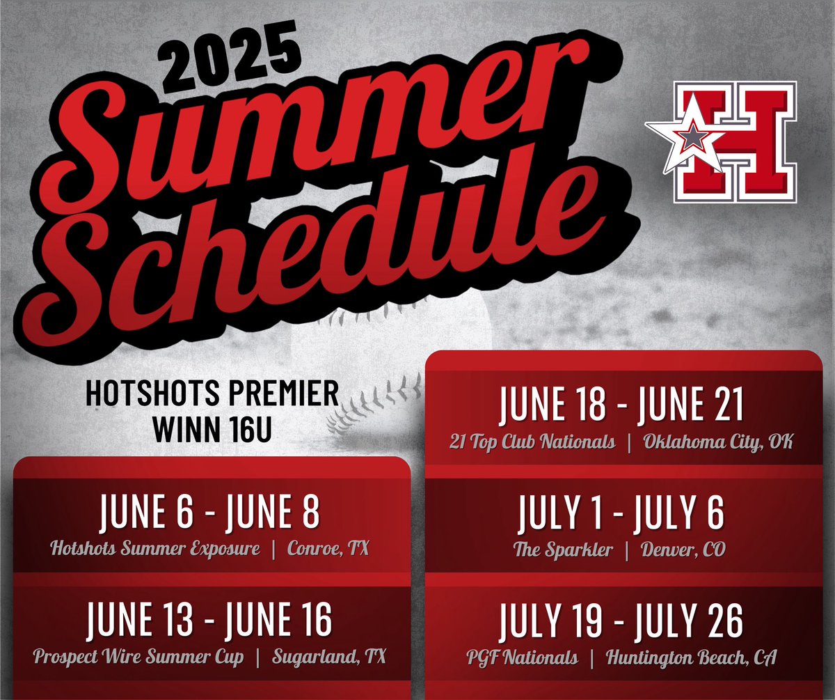 Kicking off our <a href="/hotshotsnation/">Hotshots Fastpitch</a> Winn 16U summer schedule this coming weekend in Conroe, TX! 💪 Excited for what’s to come this summer 😎

#bangbang <a href="/PGFnetwork/">PGF</a> <a href="/LegacyLegendsS1/">Legacy & Legends Softball</a> <a href="/los_stuff/">Carlos Arias</a> <a href="/LineDsoftball/">Line Drive Media</a> <a href="/ExtraInningSB/">EXTRA INNING SOFTBALL</a> <a href="/SoftbalAmerica/">Softball America</a> <a href="/fastpitchwatch/">Fastpitch Watch</a>