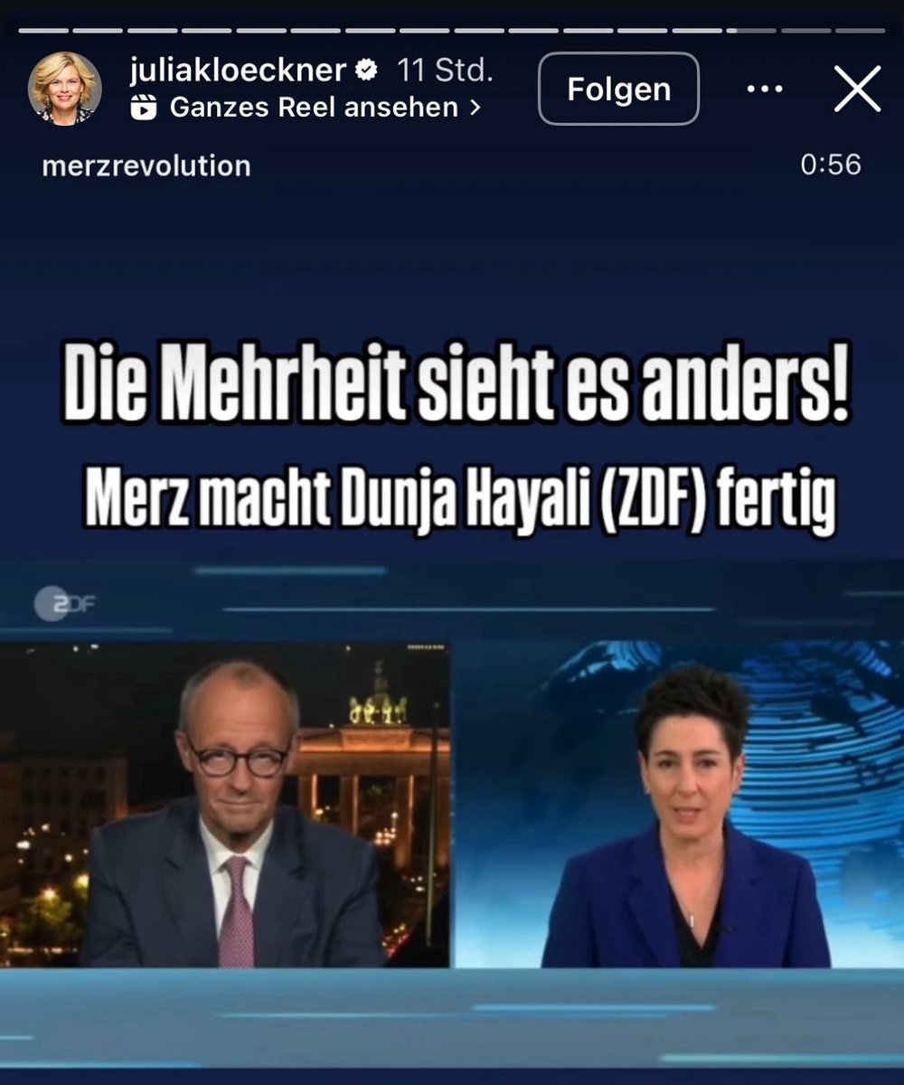 Jetzt verifiziert. Der Repost ist von Klöckner.
Würde also meine Ansicht wiederholen, dass Julia Klöckner ihr Amt nicht kapiert.