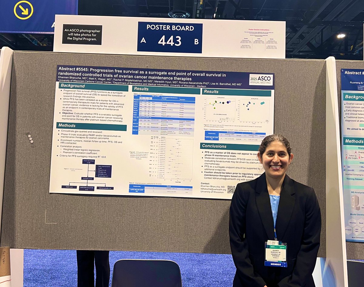 Matt Wagar (@mattkwagar) on Twitter photo 🌟Dr. Kharmen Bharucha presenting our work on maintenance therapy clinical endpoints in ovarian cancer Ph. 3 trials at <a href="/ASCO/">ASCO</a> this morning! Stop by and say 👋🏻 <a href="/WiscObGyn/">UW Dept. of Ob-Gyn</a> <a href="/IJGCfellows/">IJGC Fellows</a> #ASCO2025 🌟Dr. Kharmen Bharucha presenting our work on maintenance therapy clinical endpoints in ovarian cancer Ph. 3 trials at <a href="/ASCO/">ASCO</a> this morning! Stop by and say 👋🏻 <a href="/WiscObGyn/">UW Dept. of Ob-Gyn</a> <a href="/IJGCfellows/">IJGC Fellows</a> #ASCO2025