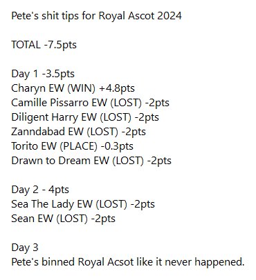 offical_watch's tweet image. It won’t get better @Betracingnation last June you lost £800 &amp;amp; abandoned Ascot after 2 days rather like punchestown you’ve had 20 singles this week &amp;amp; produced 1 winner a 2nd Favorite who was basically a match bet with the favorite &amp;amp; oddschecker most popular bet It will get worse