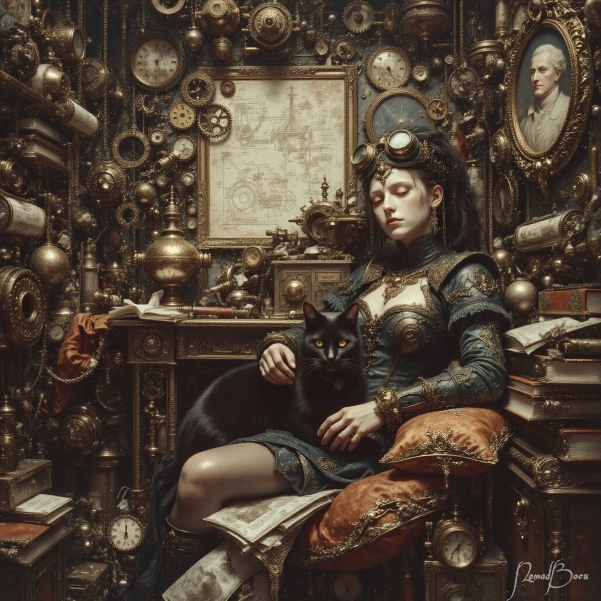NomadBocu's tweet photo. 🐈⬛ Cluttercore steampunk 🥰
#NomadBocu #AdventureCat #AIArt #BlackcatAesthetics #BlackCat #Cats #CatsOnTwitter #AIArtistCommunity #AIArtCommunity #kedi #kitty #katze #cluttercore https://t.co/HvajCsK2wx