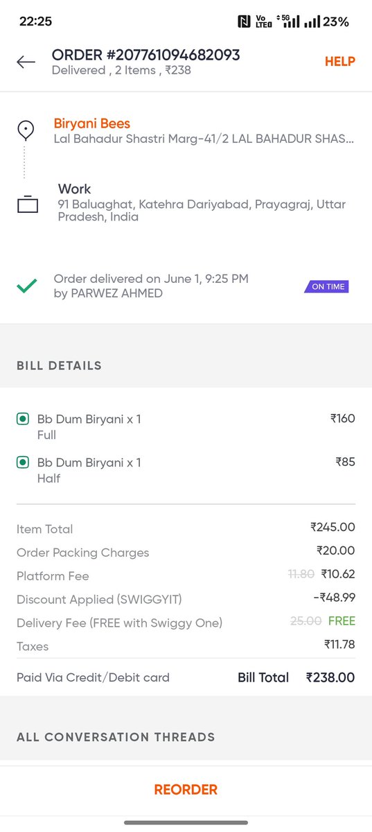 Vivek Sahu (@viveksa37309510) on Twitter photo <a href="/Swiggy/">Swiggy Food</a> I have order veg Biryani but receive non veg biryani dharm ke sath majak ho raha hai court mein claim karunga iske liye <a href="/Swiggy/">Swiggy Food</a> I have order veg Biryani but receive non veg biryani dharm ke sath majak ho raha hai court mein claim karunga iske liye