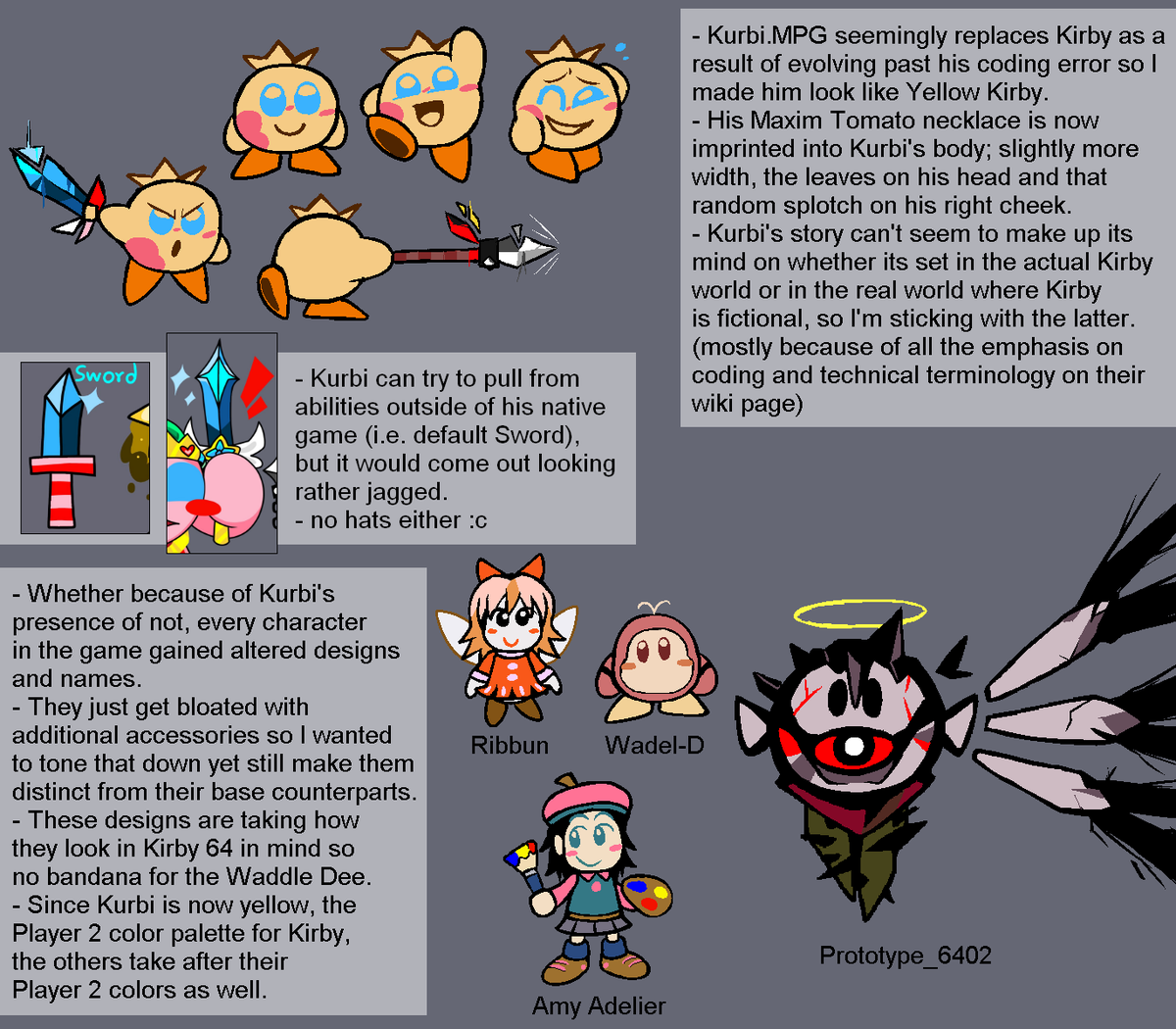 JSB_BlueJay's tweet photo. An in-depth look at my take on Kurbi.MPG (plus others).

pretty much everybody - @Danny_Draws503 
#KurbiMPGsweep #kirbyexe #kirbexe #exeoc https://t.co/KyUt9aIKgV