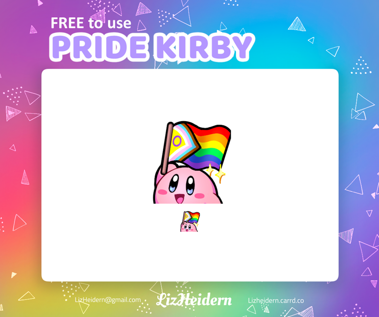 LizHeidern's tweet photo. Pride Kirby emote FREE to use in my kofi shop🏳️‍🌈🥰 

 🌈https://t.co/Y15jLiVSXT🌈

I appreciate all the likes and repost 💖 https://t.co/dUbXyfpjHR