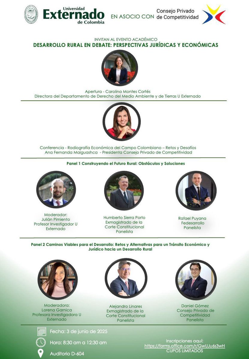 Te invitamos a participar en este espacio de enriquecimiento académico en temas de Desarrollo Rural 📚. inscríbete ! 👉forms.office.com/r/GwUJu6s3wH

#desarrollo #rural #tierras