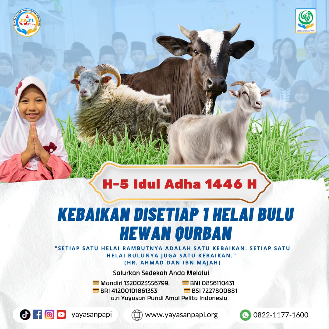 Mari berqurban di Yayasan PAPI Kota Cimahi yang akan disalurkan kepada 111 anak yatim &amp; dhuafa..

selamat psg
#BAHKANVOLLY