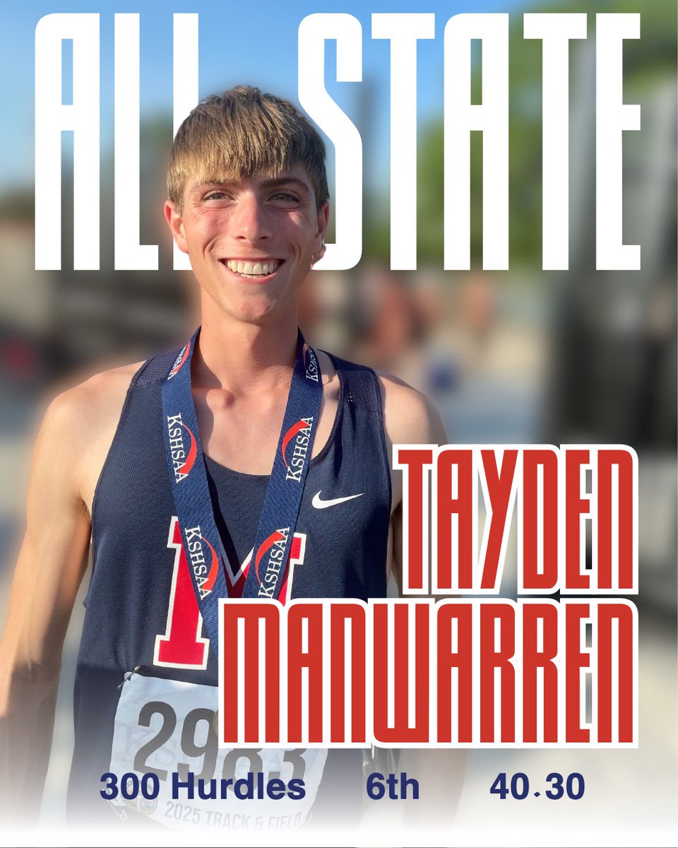 Senior Tayden Manwarren made his state appearance one to remember, placing 6th in the 300m Hurdles with a time of 40.30. #mhstf25