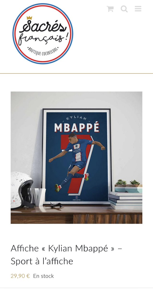 C’est foutu, on la vendra plus celle-là. Peut-être à la <a href="/FFLose/">Fédé 🇫🇷 de la Lose</a> ?! 😂

Cette affiche de <a href="/KMbappe/">Kylian Mbappé</a> quand il était au <a href="/PSG_inside/">Paris Saint-Germain</a> est à -30% comme tous les autres produits de la boutique avec le
Code promo ohlala30% ! 🤟

#PsgInter #ChampionsLeague #fededelalose #madeinfrance