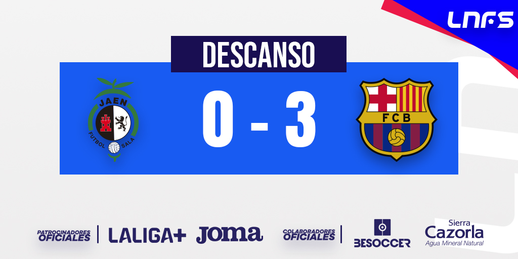 ligaprimefutsal's tweet photo. ๐ ยกDescanso en el Olivo Arena!
@JaenFS 0 - 3 @FCBfutbolsala
๐ฅ DIRECTO en LNFS: https://t.co/CEI21Wt9EJ
#PlayOffLNFS #LigaFutsalProfesional https://t.co/PGV16cxxmy
