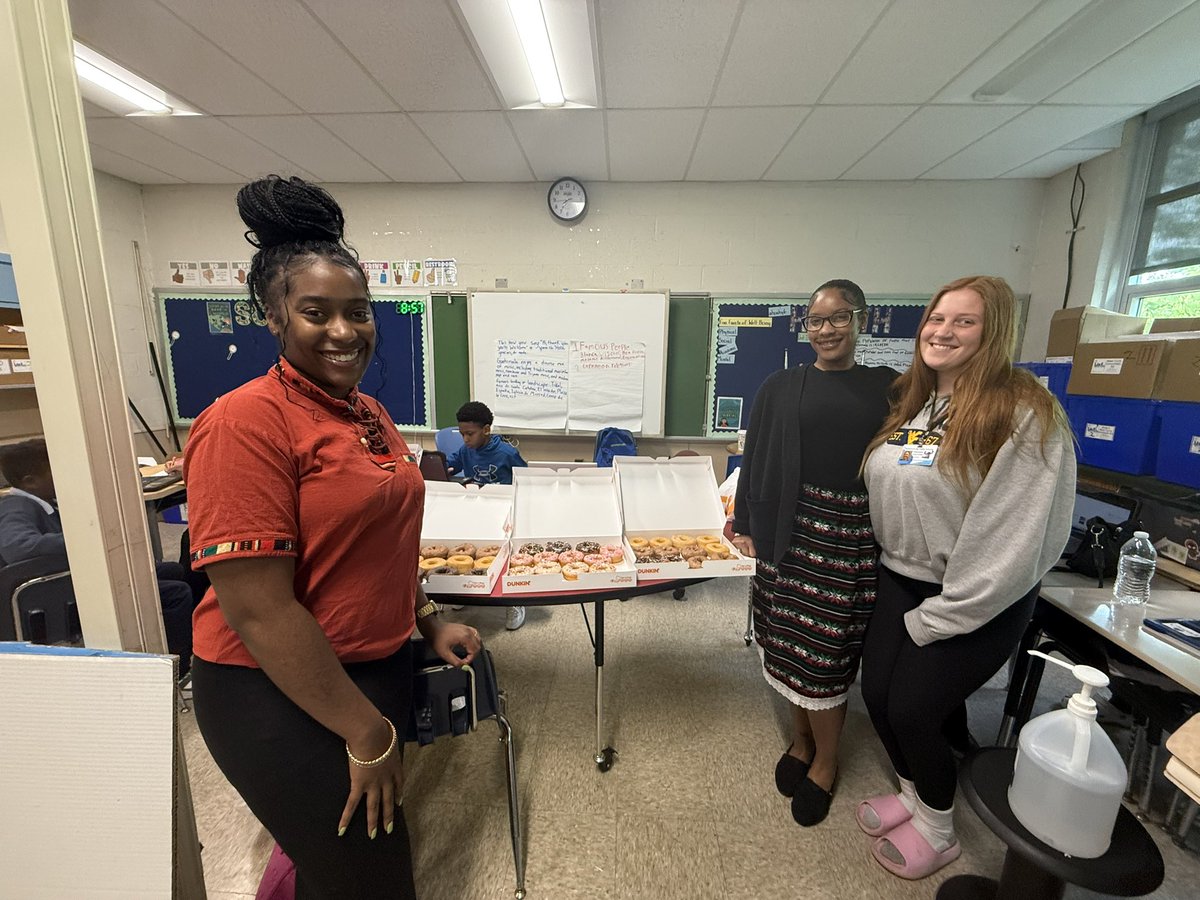 Ms. Smoot’s 5th grade homeroom class did such a good job preparing for International Night, that they received a donut breakfast treat from the wholeness team! Thank you Ms. Clanton, Ms. Elmore and Ms. Sadie for your thoughtful gift! #falconsflyhigh🦅