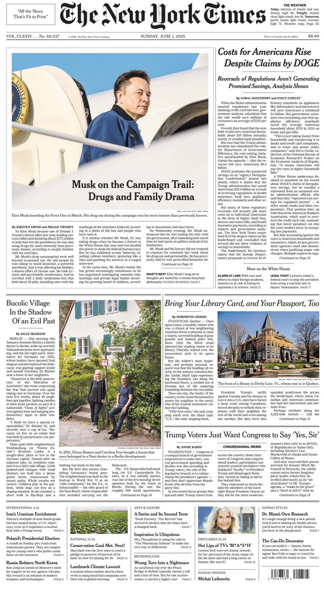 Excelente Domingo e Inicio del Mes de Junio!!! Estás son las #PortadasdelMundo con las #NoticiasInternacionales de hoy 01 de Junio del 2025.