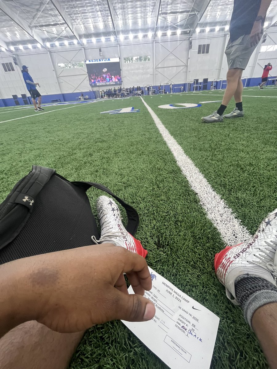 had some  fun and got sum good work at memphis mega camp today !  💙🩶 <a href="/MemphisFB/">Memphis Football</a> <a href="/Coach_NMathews/">Nick Mathews</a> <a href="/CoachBunio/">Chris Bunio</a>