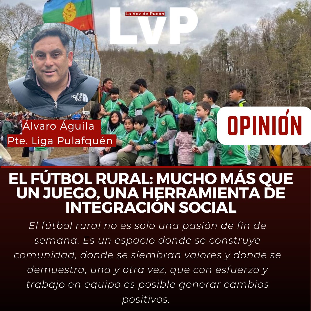 #OpiniónLVP El fútbol rural: mucho más que un juego, una herramienta de integración social por Álvaro Águila presidente de #LigaPulafquén #FútbolRural 
lavozdepucon.cl/2025/06/01/el-…