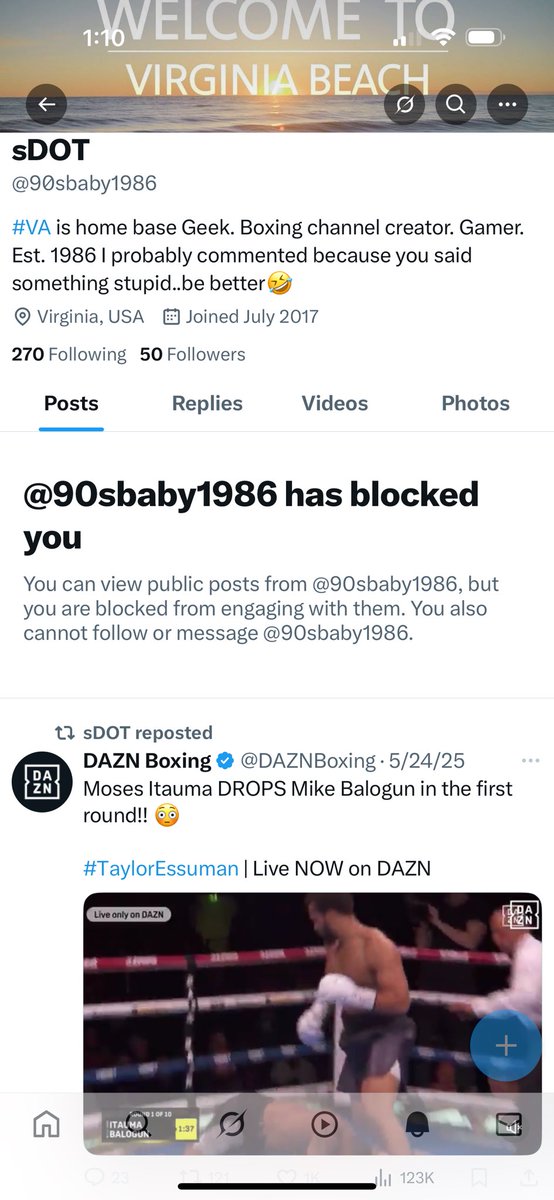 This bitch ass Clownboy fan decided to talk shit and then like the true sugar in the tank ass pussy he is block me when I wasn’t taking his weak ass shit