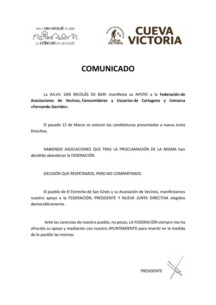 COMUNICADO sobre FAVCAC Fernando Garrido.