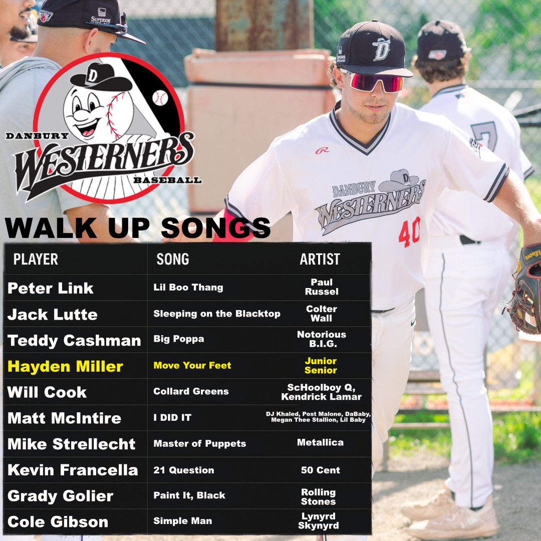 danbwesterners's tweet image. 🎶 WALK-UP SZN IS HERE 🎶

From classics to bangers to straight-up vibe checks, the boys are locked in and ready to go. Which walk-up song are you blasting before Opening Day?👇

⚾️ Tomorrow. Rogers Park. Be there.
#WesternersBaseball #NECBL #WalkUpSongs #DanburyWesterners