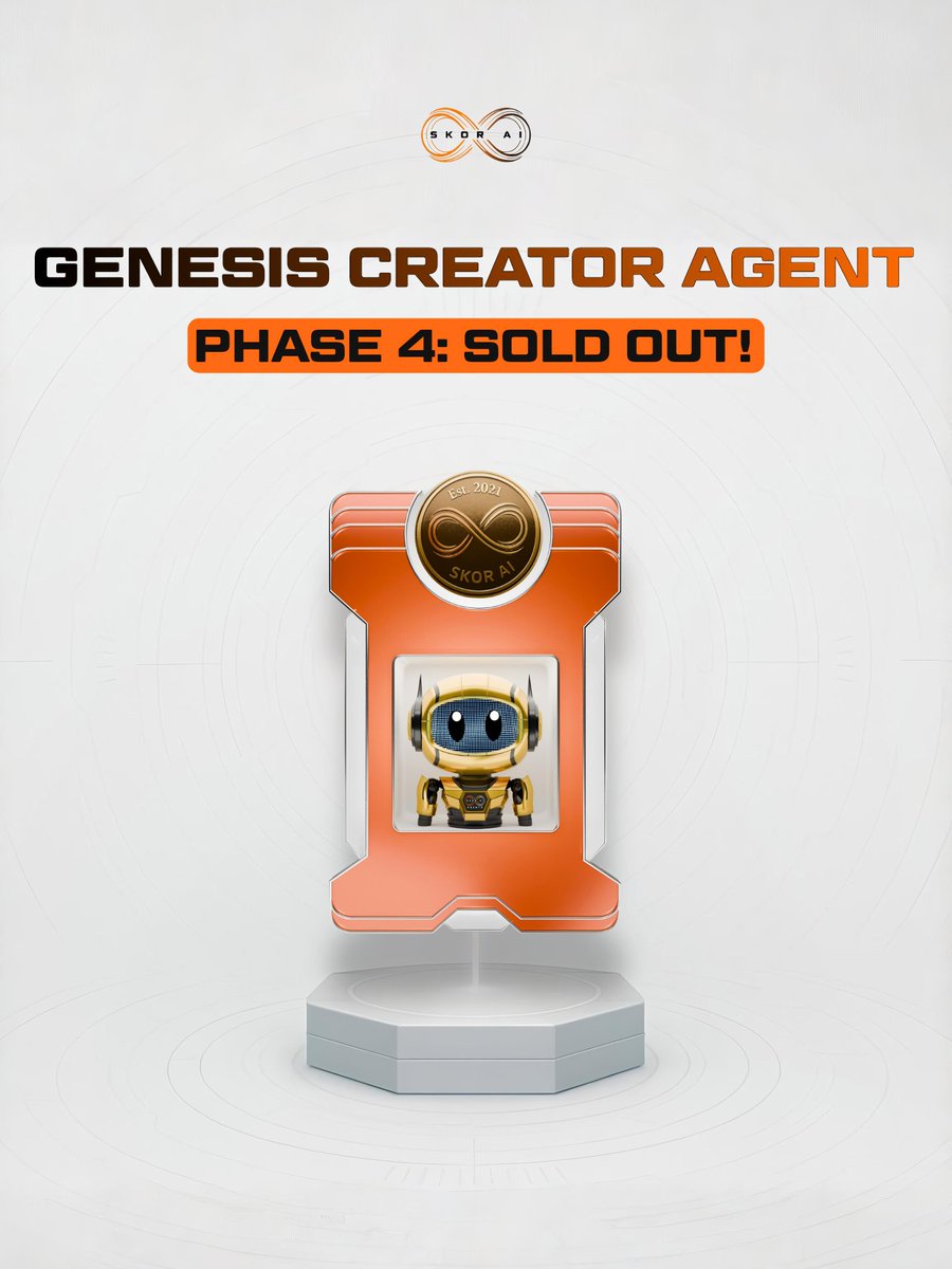 Genesis Creator Agent Mint Phase 4 — SOLD OUT
FCFS Whitelist Round | Fully Allocated 🔐

Our community activation mint is officially complete—
Intelligence recognized intent, exclusive access granted.
Every agent has found its host. 

Every Genesis Creator Agent NFT now has an
