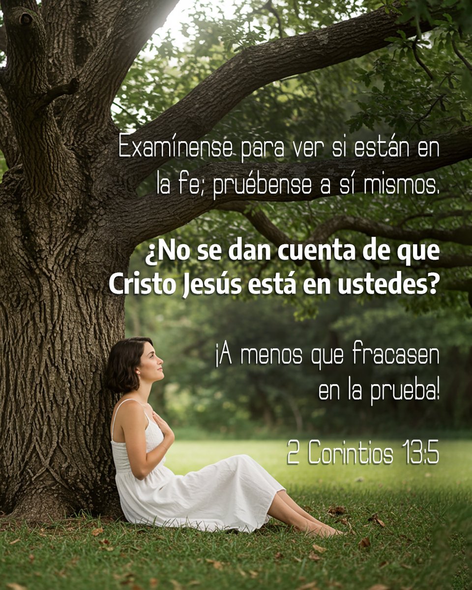 CercaEsta's tweet photo. Examínense para ver si están en la fe; pruébense a sí mismos. ¿No se dan cuenta de que Cristo Jesús está en ustedes? ¡A menos que fracasen en la prueba! — 2 Corintios 13:5
#Cristo #Jesús #examinar #pruebas #Corintios https://t.co/eaD1go9t8F