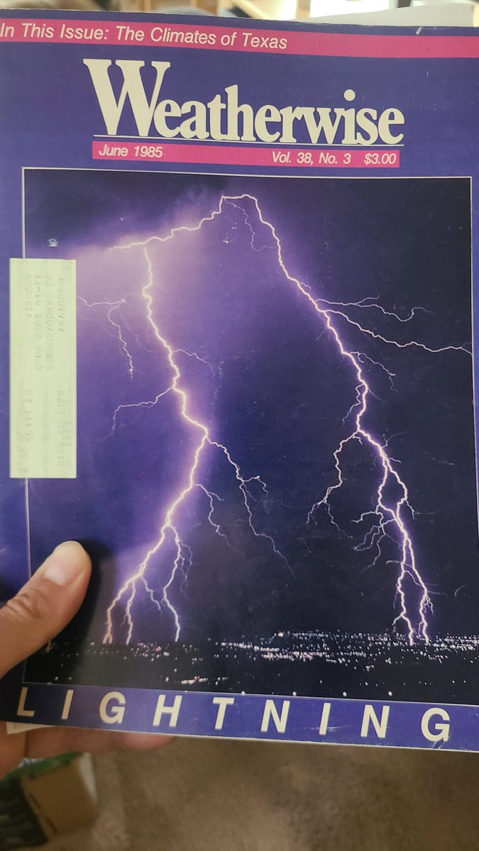Relaxing today after being on the road for 2 weeks chasing storms and thumbing through my June 1985 copy of Weatherwise magazine! This issue is 40 years old now. Yikes how fast time flies.