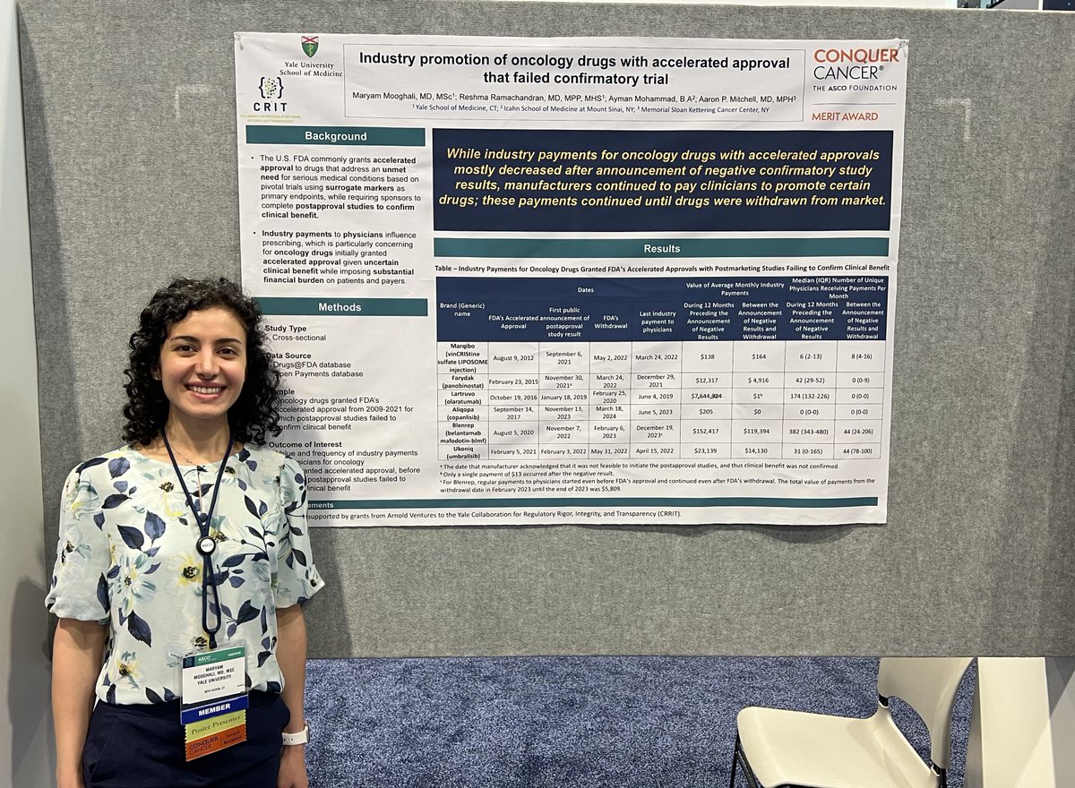 Maryam Mooghali, MD, MSc (@maryammooghali) on Twitter photo Honored to present our work #ASCO25! Grateful to my mentors <a href="/reshmagar/">Reshma Ramachandran</a>, <a href="/TheWonkologist/">Aaron Mitchell</a>, and <a href="/Yale_CRRIT/">Yale CRRIT</a> team for incredible guidance, <a href="/ConquerCancerFd/">Conquer Cancer, the ASCO Foundation</a> for recognizing our research, and <a href="/TradIMYale/">Yale IM Traditional Residency Program</a> family for supporting me to attend this conference during an inpatient rotation! Honored to present our work #ASCO25! Grateful to my mentors <a href="/reshmagar/">Reshma Ramachandran</a>, <a href="/TheWonkologist/">Aaron Mitchell</a>, and <a href="/Yale_CRRIT/">Yale CRRIT</a> team for incredible guidance, <a href="/ConquerCancerFd/">Conquer Cancer, the ASCO Foundation</a> for recognizing our research, and <a href="/TradIMYale/">Yale IM Traditional Residency Program</a> family for supporting me to attend this conference during an inpatient rotation!