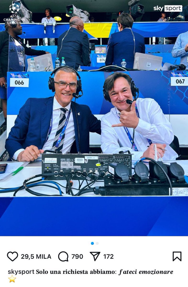ingobbito's tweet photo. Cara @SkySport perché in una finale di Champions League il microfono dell’opinionista Bergomi non funzionava? A ognuno dei ripetuti goal di una delle due contendenti, l’audio dell’imparziale inviato rimaneva per lunghi minuti silenzioso. Con quello che paghiamo per il servizio… https://t.co/ZrNfOBCHnF
