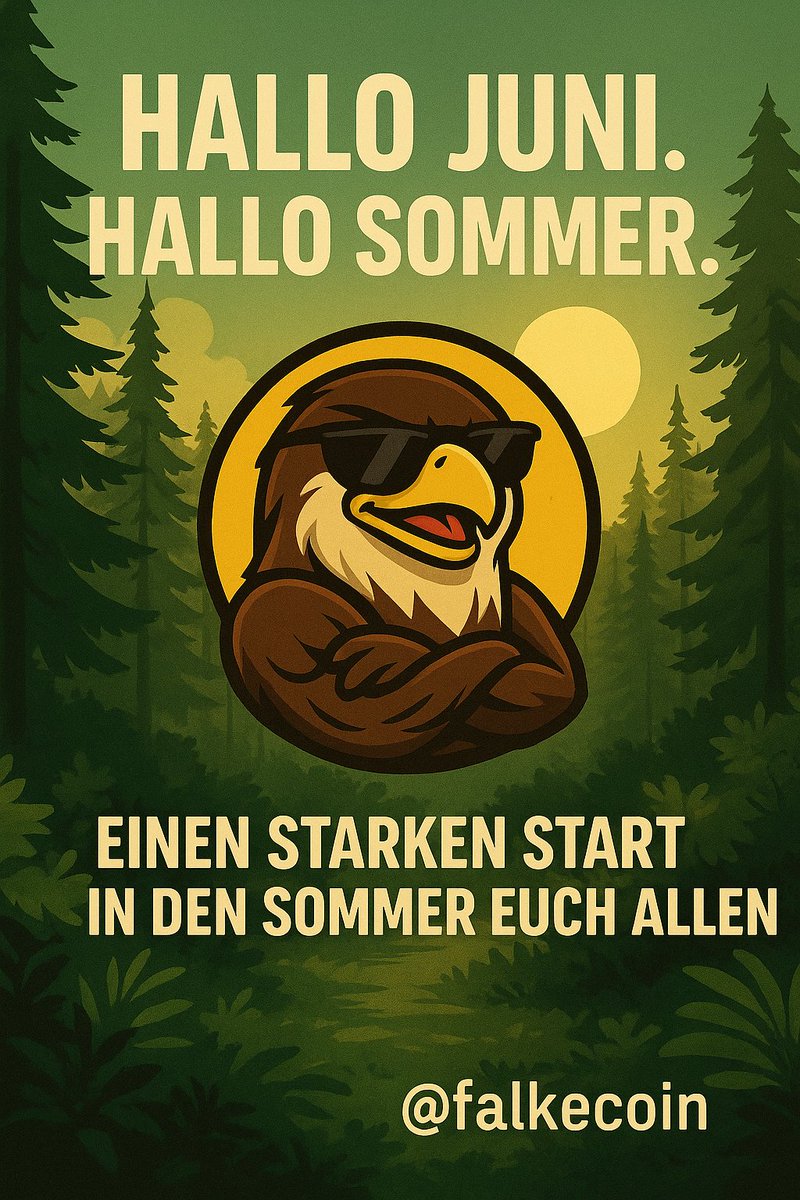 Falke_Coin's tweet photo. Hello June. Hello Summer.
Sun’s out – and so are we.
Time for fresh energy, clear vision, and a new chapter.

☀️ Wishing you all a powerful summer start!
🦅 @falkecoin

#Falke #SummerVibes #CryptoSeason #Web3Energy #FalkeCoin #HelloJune https://t.co/yV8s5q0dua
