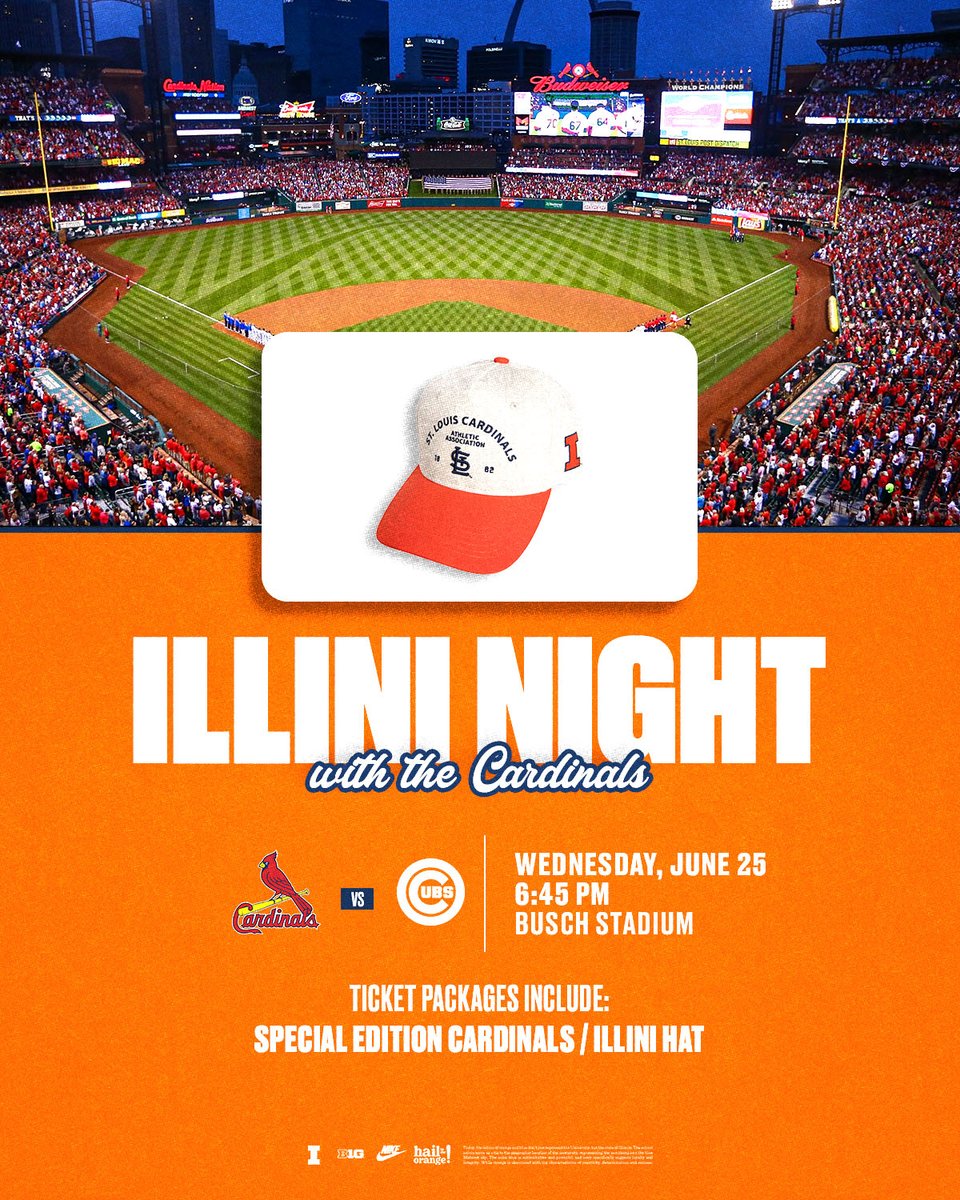 Our last Illini Night is just around the corner!

Join us for a Cardinals game and some Illini fun: ow.ly/5MKo50VLBLQ