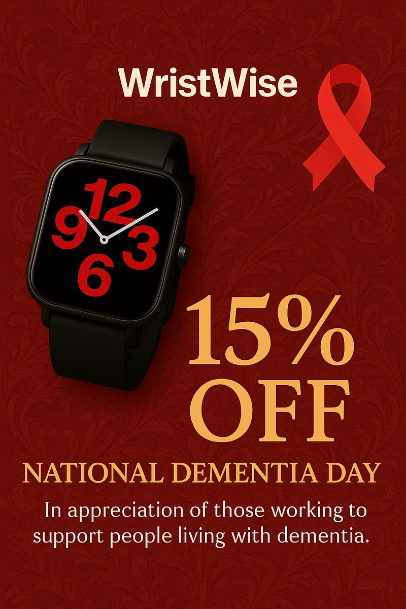 thewristwise's tweet photo. 🧠 In Support of National Dementia Day 🧠
Hi everyone! 💬

We’re offering 15% OFF on all WristWise smartwatches in appreciation of the amazing individuals who support people living with dementia. ❤️⌚

Let’s spread awareness and support the cause together. https://t.co/mvzla9kikg