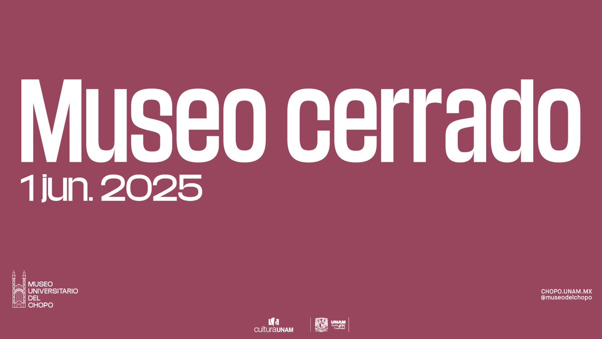 ¡Atención visitantes! 🚨 

El museo permanecerá cerrado el 1 de junio.

Les esperamos a partir del 4 de junio en nuestro horario habitual, miércoles a domingo de 11:30 a 18:00 horas.