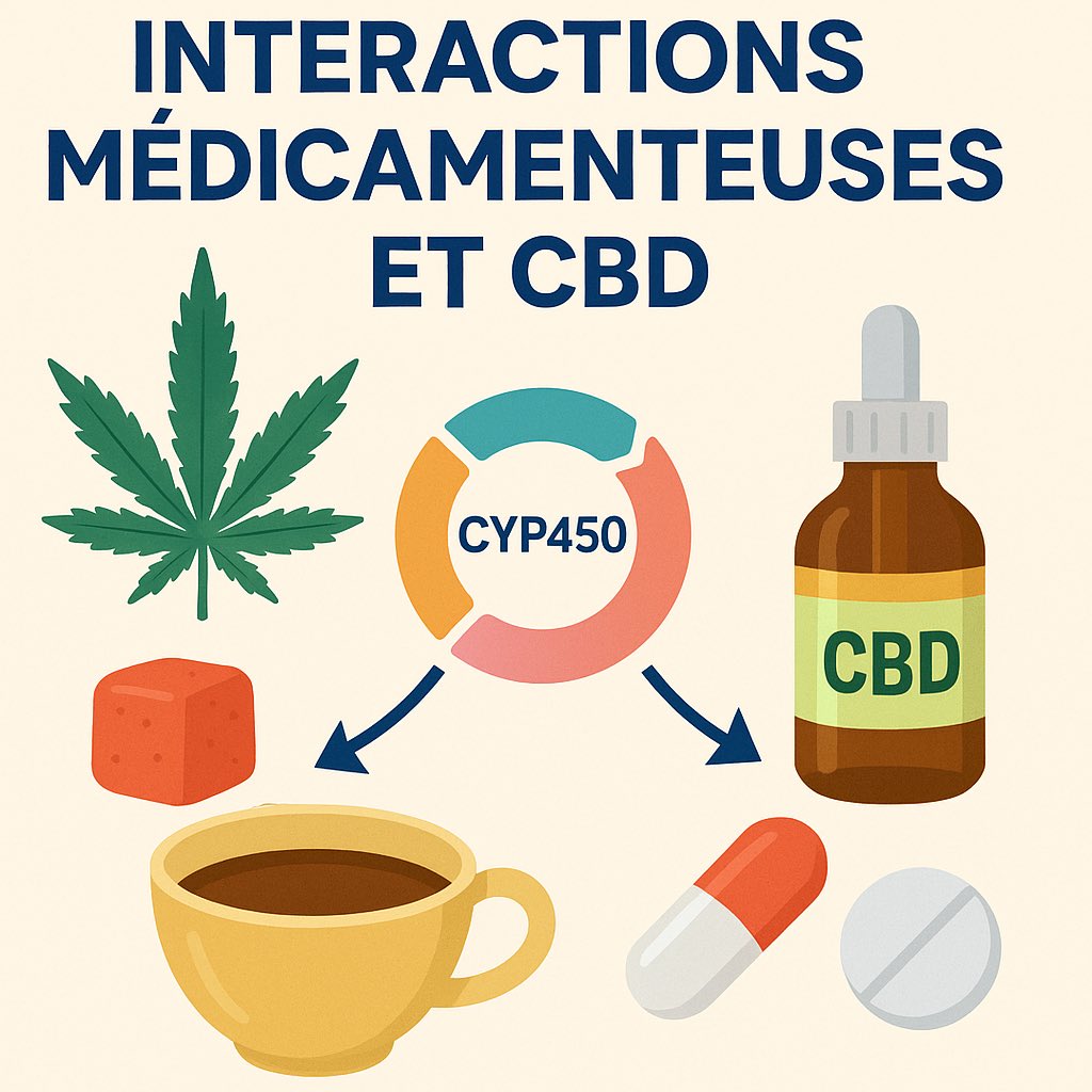 Le CBD est un produit très à la mode, vendu un peu partout et sous plein de formes : huiles, tisanes, gummies…

Mais saviez-vous que c’est aussi un puissant inhibiteur enzymatique ?

Et qu’il peut interagir avec de nombreux médicaments ?

Thread pharmaco c’est partiiii 🧵💊⬇️