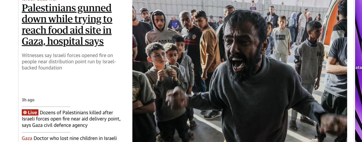 NatS ๐งกโก๏ธ๐๏ธ๐บ๐ฆ (@natscs29) on Twitter photo Hereโs The Guardianโs front page today screaming headline accusing Israel of gunning down civilians at a food aid site. This has been proven false, but the lie is still live.
<a href="/KathViner/">Katharine Viner</a>, why is this still up? Hereโs The Guardianโs front page today screaming headline accusing Israel of gunning down civilians at a food aid site. This has been proven false, but the lie is still live.
<a href="/KathViner/">Katharine Viner</a>, why is this still up?