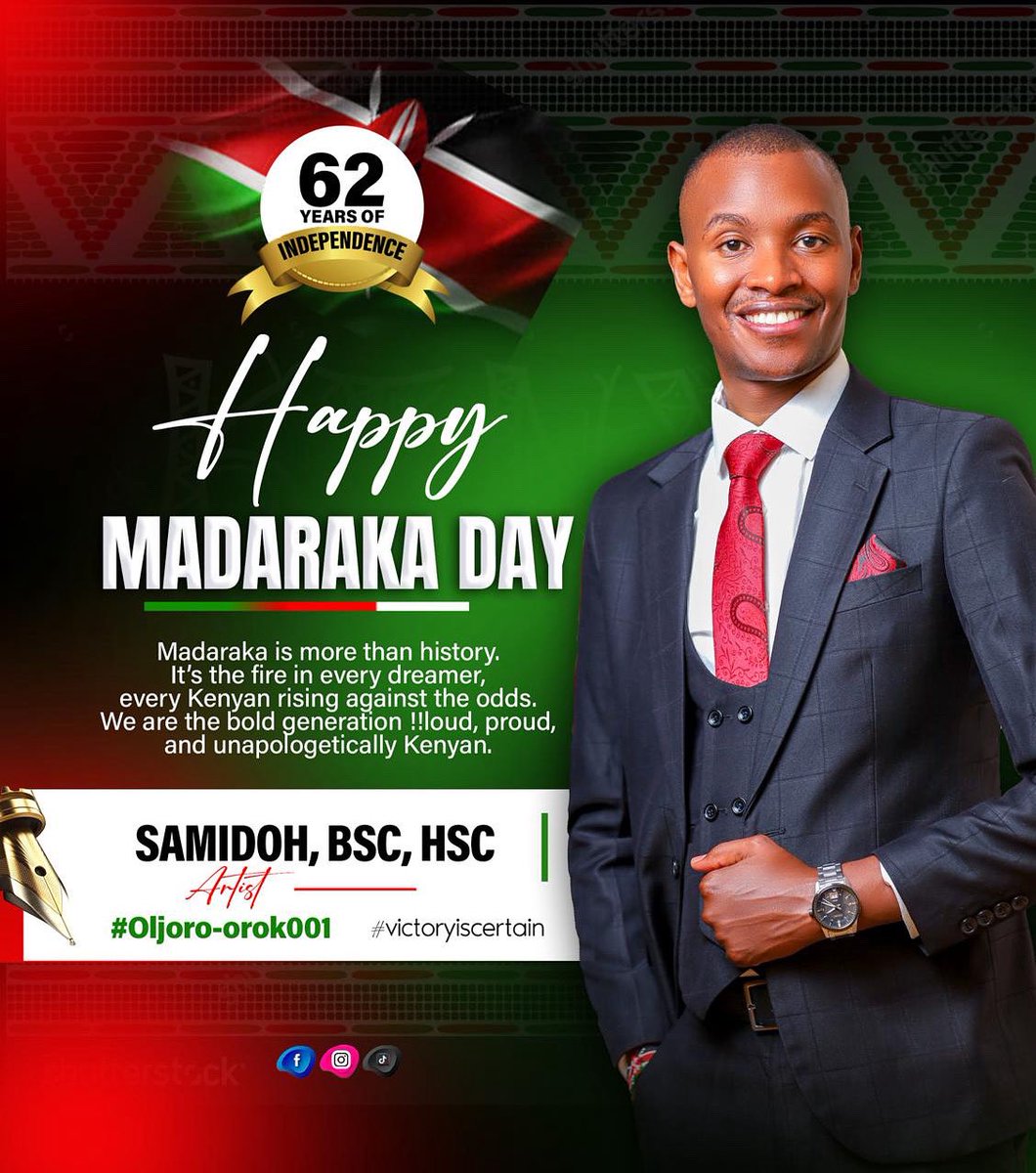 SamSamido's tweet image. Happy Madaraka Day.
Today we celebrate freedom, resilience, and unity, Madaraka ni yetu.
#VictoryIsCertain